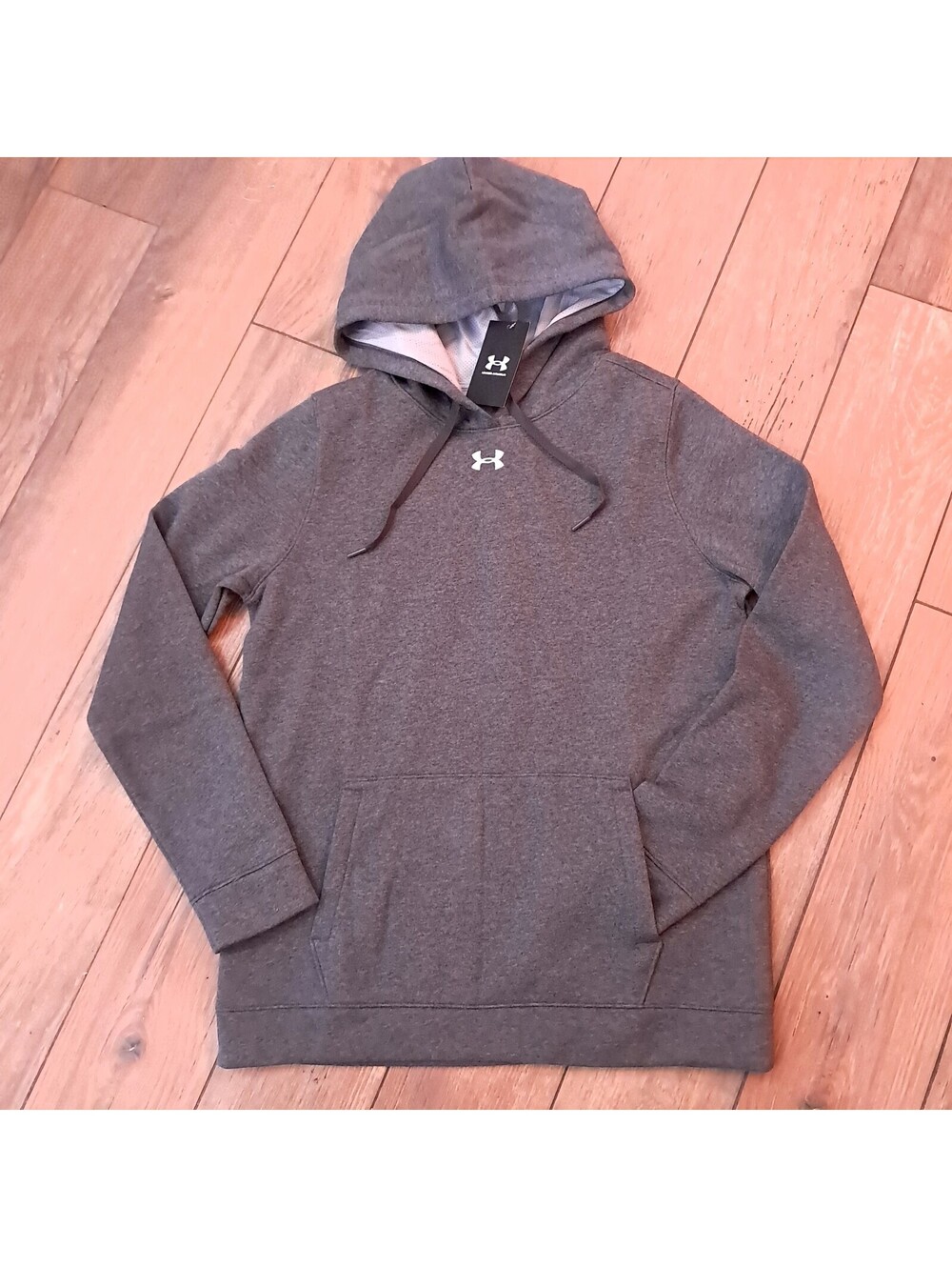 NEW Under Armour Hustle Fleece Hoodie Women's sz Medium gray grey 1300261 hoody